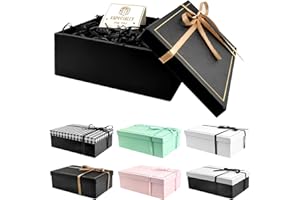 TAIXING 2025 Neu Geschenkbox Mit Deckel, 25 x 18 x 8,5 cm, Mit Schleifen, Raffia, Grußkarten, Set für Hochzeit, Geburtstag, Valentinstag, Weihnachten