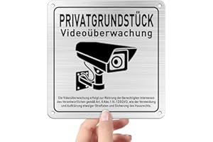 ‎SINMAO SINMAO Achtung Videoüberwachung Schild Zum Kleben/Privatgrundstück Videoüberwachung-15 * 15CM（4-Loch）-Metal Aluminium 1 Stück