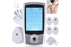 DUUOUS Delamiya TENS Appareil de stimulation électrique rechargeable contre la douleur avec 16 programmes d'entraînement, 20 niveaux d'intensité, 2 canaux et électrodes de qualité supérieure, appareil EMS