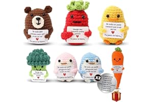 nedit Patate avec Message Positif - Idée Cadeau Original - Cadeau Anniversaire Femme/Homme/Ado/Enfants - Patate Tricotée pour la Confiance en Soi - Gadget Insolite Rigolo (Lot de 7 patates)