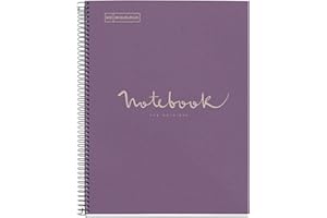 Miquelrius - Emotions Notizbuch 100 Prozent recycelt, 1 Streifen, A4, 80 kariert, 5 mm, Papier 80 g, 4 Bohrungen, Kartoneinband, Lavendel