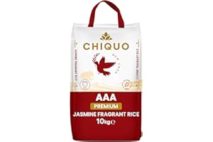 Chiquo AAA Premium Jasmine Fragrant Rice 10kg – Vegan & 100% Gluten Free – Perfect for Traditional Asian & Afro-Caribbean Recipes