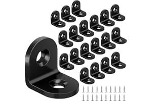 Yeepeo 20 Pcs Corner Bracket 20 × 20mm, Black Right Angle Bracket 90 Degree Carbon Steel L Bracket Corner Brace with 40 Screws Small Brackets L Shaped Bracket for Wood Furniture Fixation