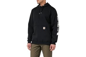 Carhartt Midweight Sleeve Logo Hooded Sweatshirt Workwear - Felpa con Cappuccio Originale Fit con Logo, Taglia S, Colore: Marrone Uomo (Pacco da 1)