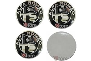 VS 4 Tappi Adesivi Coprimozzo 50mm per Alfa Romeo 147 156 GT Giulia Mito Nero Specchio Black Mirror Cerchi Lega Ruota Coppette