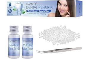 SCOBUTY Dental Repair Kit,Tooth Filling Repair Kit,Temporary Tooth Filling,Instant Fit Temporary Moldable False Teeth for Fixing Filling Missing Broken Tooth,2pcs, 40 g