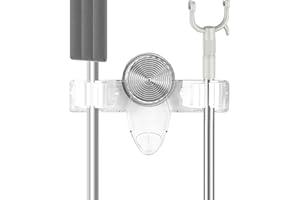 xyuayamz Colgador Escobas y Fregonas, Ventosa Soporte Escoba con 2 Ranuras, Soporte para Mopas, Organizador Herramientas Pared para Cocina, Baño, Jardín, Garaje, Material PET, Blanco Transparente