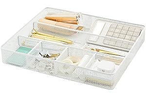 Annova Plateau de Rangement de Tiroir pour Organisation de Bureau - Maille Métallique - Accessoires et Fournitures (White)