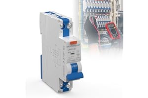 MATCHEASY Fi ls Schalter, Fi Schutzschalter 16A, RCBO B16A 30mA, Fehlerstromschutzschalter, RCD Protected Circuit Breaker, Type A, 230V, 1P+N, DIN Rail Mounting, Curve B, Weiß/Blau
