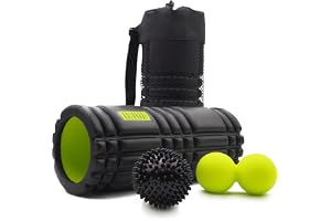 KALAHARI Foam Roller Set, 3 i 1 Plus E-Book träningsmanual – Muskelrulle, Jordnötsboll, Spiky Boll och bekväm Väska - Trigger Point Therapy och Myofascial Massage