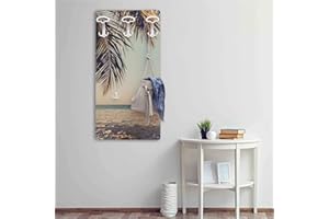 Dekoidea by Crearreda Appendiabiti da Parete Palma Vintage, Attaccapanni Decorativo da Muro in Legno con Ganci in Ferro, Viti e Tasselli Inclusi, Made in Italy 45 x 90 x 1 cm