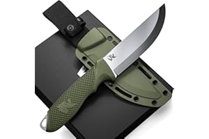 ODENWOLF W-SCANDI Angelmesser mit feststehende Klinge - Inkl. Scheide - Ideales Outdoor-Messer aus einem Stück D2 Stahl gefertigt - Premium Survival Messer - Perfektes Bushcraft Messer Outdoor