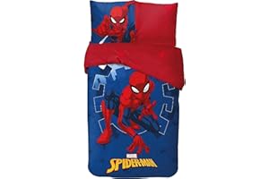 ARLIS Parure de Lit Spiderman pour Enfant, Housse de Couette Réversible 140x200 cm, Taie d'oreiller 63x63 cm, 100% Coton