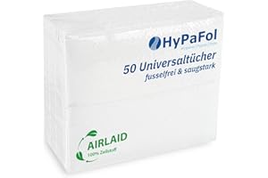 ‎HYPAFOL Hypafol Airlaid 50 Stk. Ölsaugtücher 30 x 40 cm | Fusselfreie Reinigungstücher für Kosmetik, Gastro & Industrie | Tücher fusselfrei, weich & reißfest | Extra saugstarke Zellstofftücher in Weiß