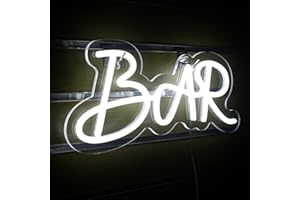 WANXING BAR Insegne al neon Luci al neon bianche Luci al neon per insegne a barre per la decorazione della parete del soggiorno Pub Natale, regali di compleanno (bianco)