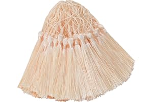 AEBDERP 100 Pcs Silky Handmade Craft Tassels Trim Mini Pendant for DIY Cute Resin Bookmark, Jewellery Making, Key, Girl Earring, Keyring, Graduation Hat, Ribbon Sewing, Curtain, Home Decor (Cream)