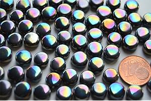 BAZARE MASUD E.K. 40g Mini Mosaiksteine schwarz irisierend rund 8mm ca. 90-100 St.