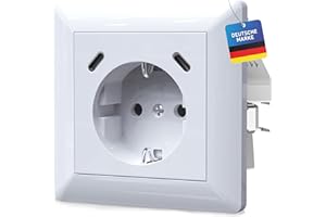 VOLTEVA Steckdose Schnellladegerät USB-C/C PD 3.0 QC klassisch Standard Unterputz Wand kompatibel mit GIRA Jung Merten Busch Jaeger Reinweiß Alpinweiß Smartphone Tablet Power Delivery Quick Charge