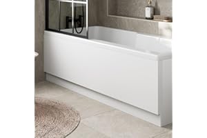 PLUMBWORLD Modern 1700mm Front Side Acrylic Bath Panel Panels for Bathroom Baths Soaking Tubs, Easy to Cut, White Gloss