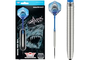 ‎BULL'S BULL'S Shark Pro Original 90% Tungsten Darts - Gerades Barrel, Shark Grip - Inkl. Flights, Shafts, 35mm Stahlspitzen