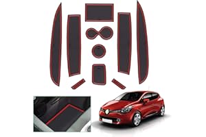 [UK Right Hand Drive] GAFAT Renaul-t Clio 4 2013-2019 Non-Slip Mats, Clio 4 Rubber Mats for Centre Console Armrest, Drink Holder, Door Seam (Red)