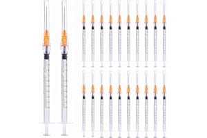 LMYKH 100 pz 1 ml Plastica Sterili Siringhe con 25Ga, Siringhe di Misurazione per Laboratori Scientifici, Iniettore per Animali Domestici, Studenti di Medicina, Erogazione di Inchiostro o Colla (100)