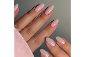 KQueenest Alt Rosa Press On Nails Kurz, Acryl Nägel zum Aufkleben Kurz Runde, Einfarbig Fake Nails Mandel Fingernägel zum aufkleben, Glänzende Gel Kunstnägel für Frauen Alltagstauglich 24 Stück