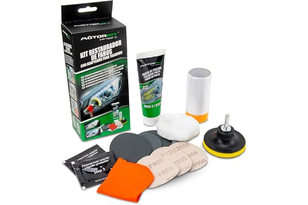 Motorkit Kit de Restauration des phares avec Adaptateur de perçage. Réparation Rapide et Facile. Kit Complet