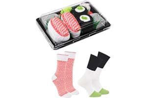 Rainbow Socks Lot de 2 paires de chaussettes de sushi pour homme et femme Saumon Nigiri Concombre Maki