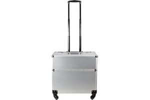 AR BRAND EST. 2021 Aluminium Pilot Wheeled Trolley Case Hard Briefcase Black Silver (Silver)