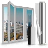 Mirror Film Self-Adhesive Sun Protection Window Interior UV Protection Reflective Window Film Silver Thermal Film for Office and Home 40 x 400 cm