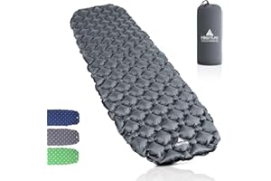 HIKENTURE Inflatable Sleeping Pad, Ultralight Camping Sleeping Mat, Lightweight & Compact Roll Mat, Camp Air Mattress Waterproof for Outdoor Travel Hiking Backpacking, Grey