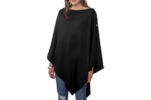 DiaryLook Poncho da donna con bottoni, stile cashmere, scialle multiway, sciarpa avvolgente (kaki), cachi, Taglia unica