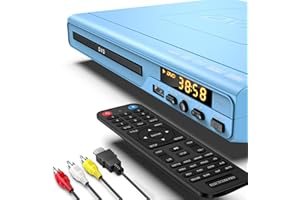 Lecteurs DVD pour TV avec HDMI, Lecteurs DVD Portable Qui Lisent Toutes Les Régions, Lecteur DVD Simple pour Les Personnes âgées, Lecteur CD pour Chaîne Stéréo, Câble HDMI et RCA Inclus - Bleu