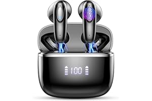 HOSGUBO Auriculares Inalambricos Bluetooth, Auriculares Bluetooth 5.3 con 4 HD Mics, Cascos Inalambricos Bluetooth 40H HiFi Estéreo Cancelación Ruido ENC, Audifonos Inalambricos IP7 Impermeable, Pantalla LED.