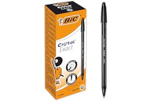 BIC Cristal Exact Stylos-Bille Pointe Aiguille Fine (0,7 mm) - Écriture Précise et Fluide - Noir, Boîte de 20