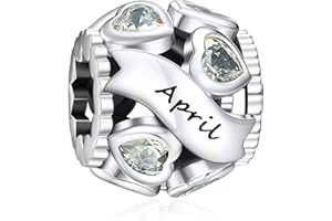 NINGAN Gennaio-dicembre Pietra natale in argento sterling 925 Perline vuote in oro rosa e argento Adatto per braccialetti da donna