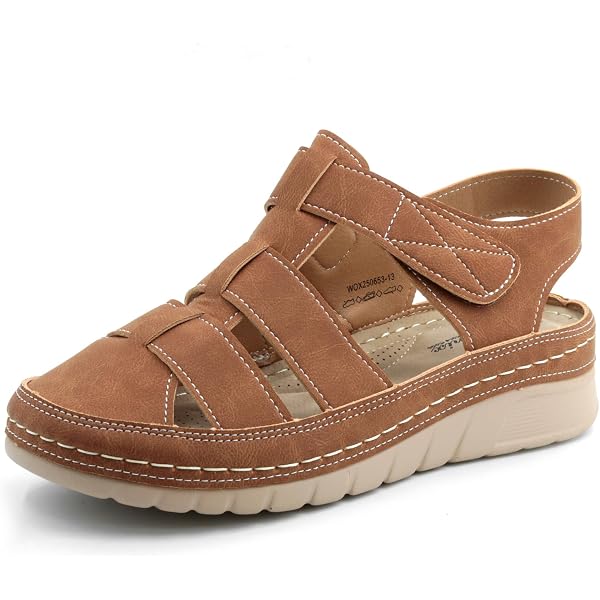 Sandali Donna Eleganti Con Zeppa E Punta Chiusa – Comodi E Leggeri Per Trekking, Spiaggia E Passeggiate, In Ecopelle Regolabile - copertina