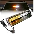 Excefore 14.8" LED Emergency Strobe Light Bar, Amber/White, 12 LEDs, 12/24V Hazard Warning Lights for Police, Trucks, and Emergency Vehicles
