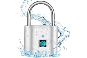 SPORWAY Candado de huellas dactilares, carga USB, sin llave, IP55, resistente al agua, pequeño para gimnasio, oficina, hogar, jardín, armario (plata)