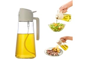 DAMDAM GO Aceitera 2 en 1 Spray y Vertedor 430 ml – Botella de Vidrio Antigoteo, Pulverizador Fino y Vertido Controlado – Dispensador de Aceite para Freidora de Aire, Cocina Saludable, Ensaladas y Barbacoas