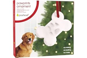 Pearhead Pet Paw Prints Dog Or Cat Paw Print Imprint Kit, Bone Shaped Hanging DIY Pet Keepsake, Holiday Ornament