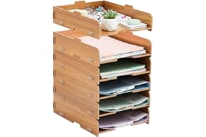 Tonsmile Ablagefächer Stapelbar, 6 STÜCK Büro Organizer Schreibtisch Briefablage Holz für Ablage Schreibtisch/Ablagefächer/Dokumentenablage/Papierablage Aktenablage A4
