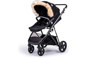 For Your Little One Pram Fur Hood Trim Attachment for Pushchair Compatible with Silver Cross - Beige