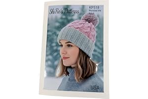 Paper Booklet - ShiFio's Patterns Knitting Pattern for Ladies Aran Hat, Cabled Aran Hat, KP518 White