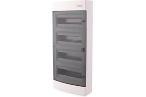 INTRATEC 100% SHOPPING ‎Intratec Sicherungskasten Aufputz, IP40 – Verteilerkasten Gehäuse innen, Verteilerkasten mit transparenter Tür für Trockenraum-Installation, 4-reihig, 48 Module, 653 x 287 x 112 mm, Weiß
