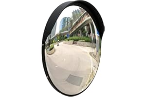 Berry 80CM Convex Safety Mirror | Outdoor Security Mirror -Black | Blind Spot Mirror with Adjustable Angle for Driveways, Garages, Warehouses
