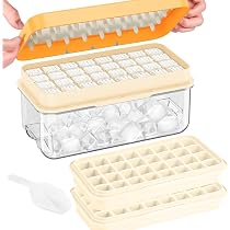 Vassoio Per Cubetti Di Ghiaccio Con Coperchio E Paletta – 64 Cubetti In 1 Secondo | Stampi In Materiale Alimentare Per Freezer