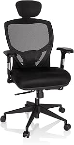 hjh OFFICE VENUS BASE Black Fabric Seat/Mesh Backrest Office/Executive Chair