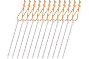 iBasingo Piquets de Tente en Titane 4/8/12pcs Piquets de Tente Ultralégers Clous de Tente Résistants Piquets de Tente Accessoires de Tente de Camping en Plein Air pour Herbe Sol Dur avec Corde 168 mm